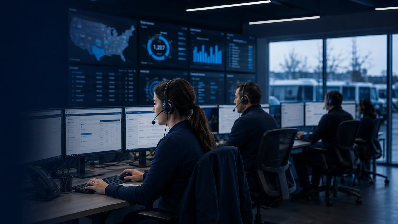 Home services dispatch team coordinating intake and operations.